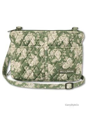 Quilted Floral Crossbody Wallet Purse Mini Card Holder Bag